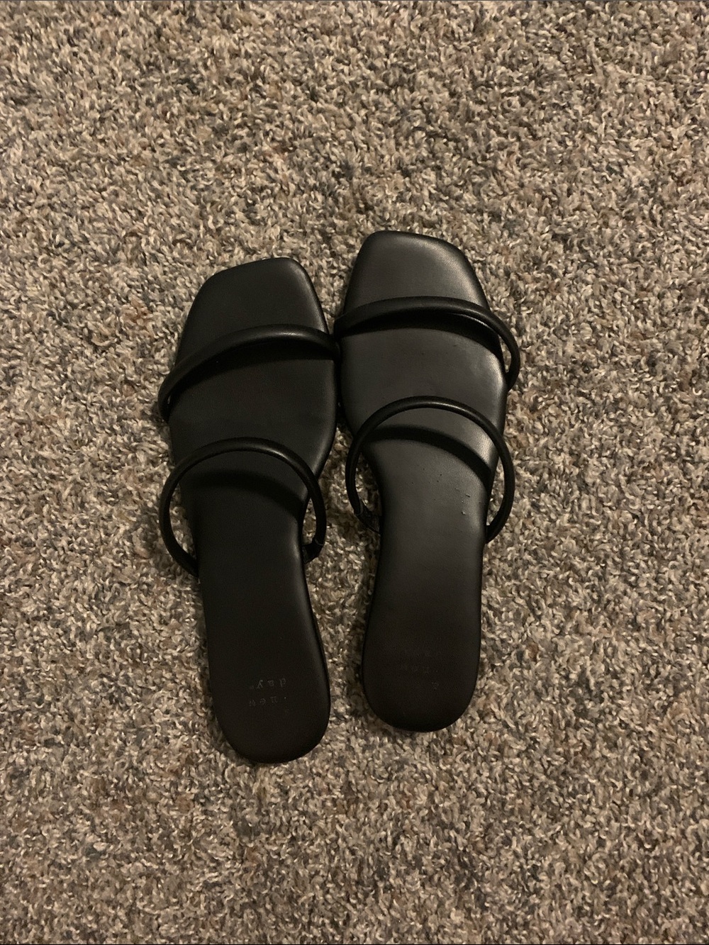 a new day Black Two-Strap Square-Toe Slide Sandals
